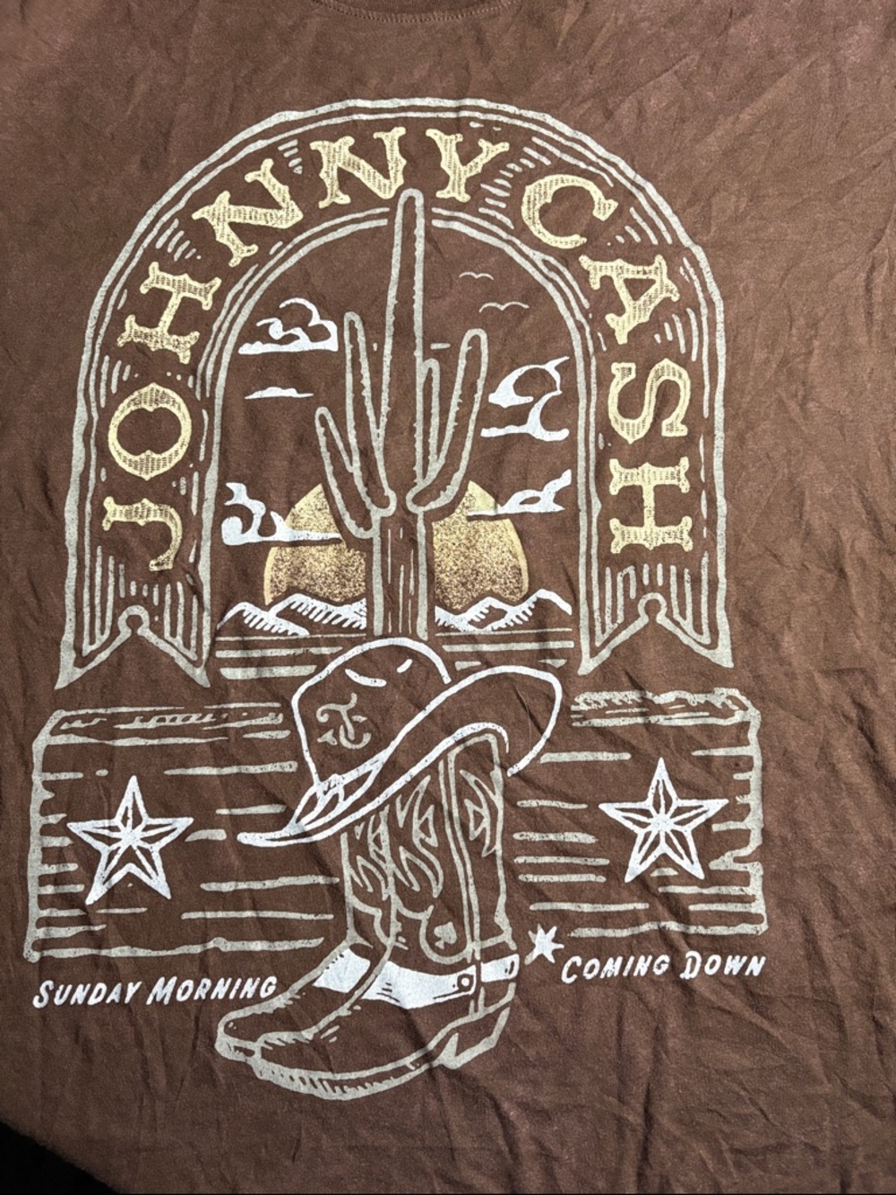 Johnny Cash Graphic Short Sleeve Tee - Brown
